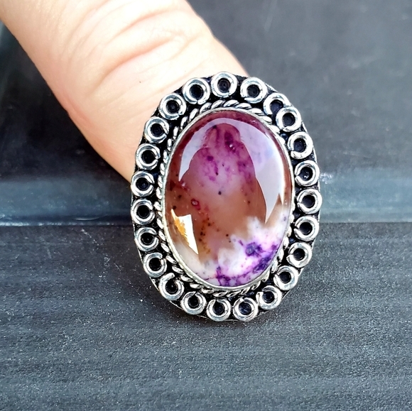 New Dyed Dendritic Opal 925 Silver Ring. - Picture 14 of 14